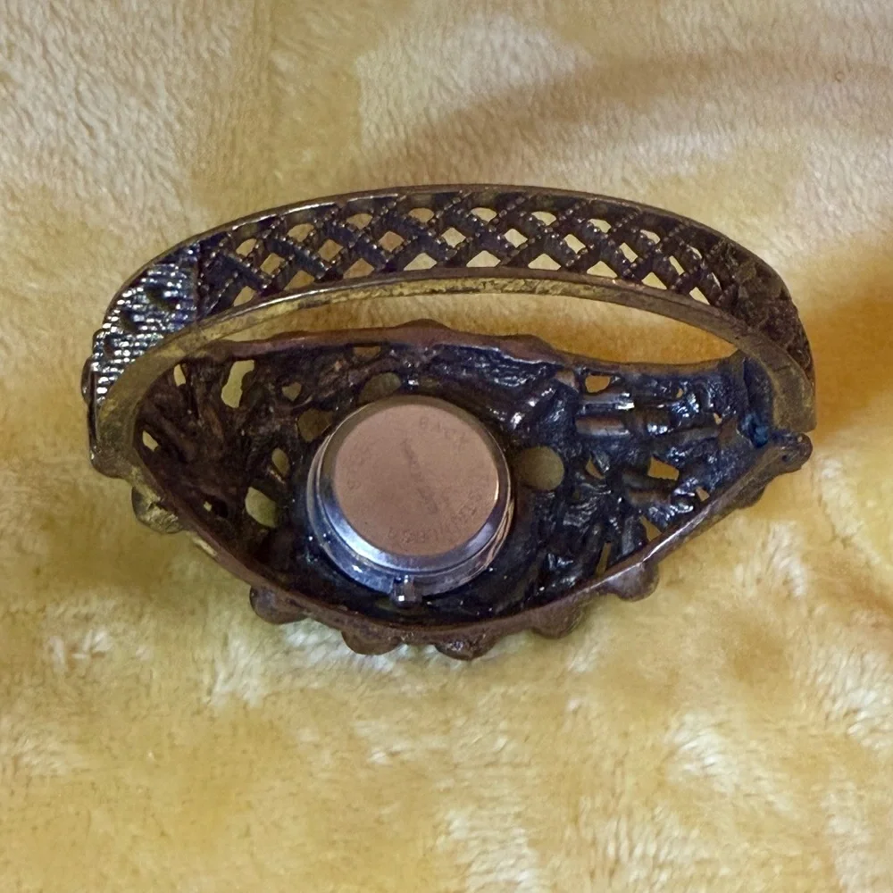 VTG ~ Luxurious Turquoise Gemstone Watch set in thorny hedge pattern.